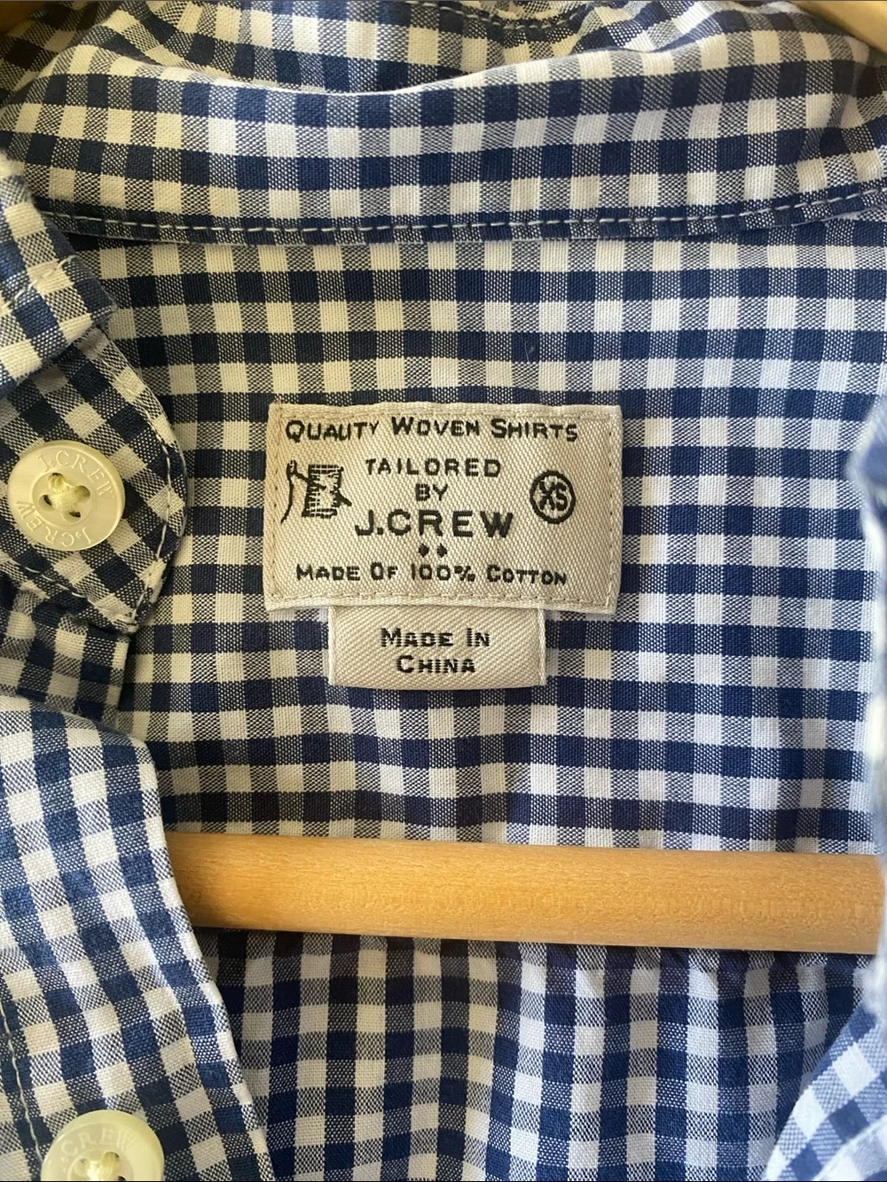 J. Crew Navy and White Gingham Button-Down Shirt